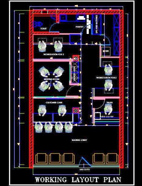 Modern Office Space Planning- AutoCAD 20'x35' Layout